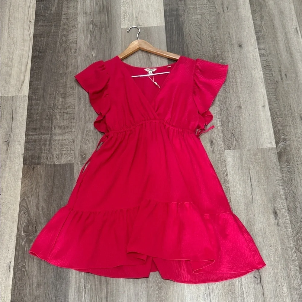 ❄️☀️Max Studio Vibrant Pink Flutter Sleeve Dress